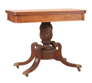 Classical Carved Mahogany Swivel Top Games Table