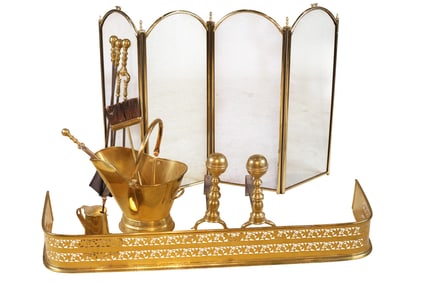 Pair of Federal Brass Ball Top Andirons