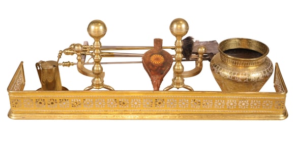 Pair of Federal Cast Brass Andirons