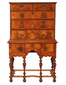 William & Mary Walnut Veneered Maple High Chest of Drawers