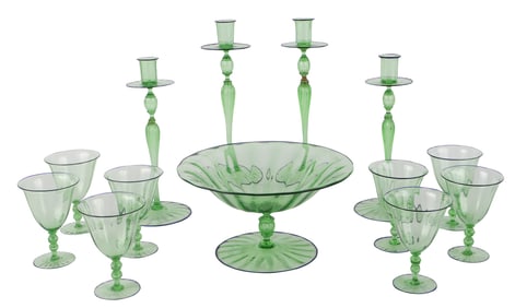 Group of Green Glass, Possibly Fostoria