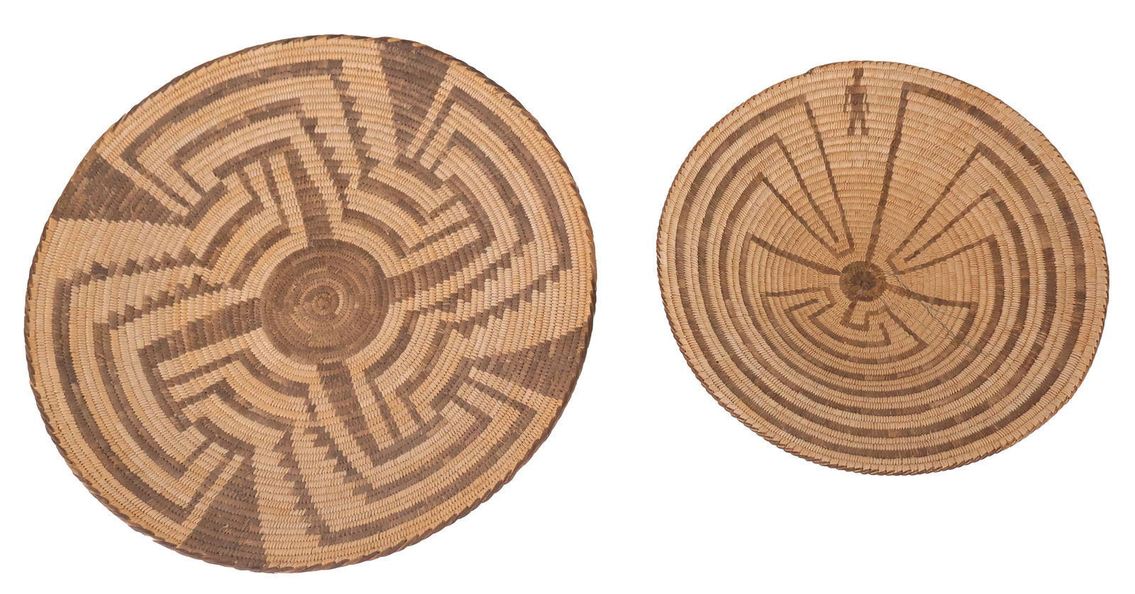 Pima Small Harvesting Trays: Pima Small Harvesting TraysAmerican, 20th C. Including a "man in the maze" and a "dancing log" example.Provenance: Property from a Western Massachusetts Private CollectionFrom 10 i