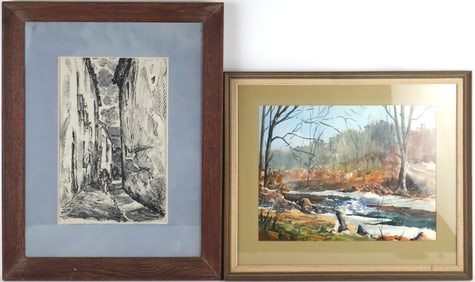 Hugo Steiner-Prag, American 1880-1945, Alley Way, Ink Wash Drawing