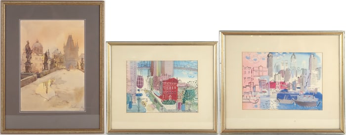 View of Prague, Charles Bridge, Watercolor