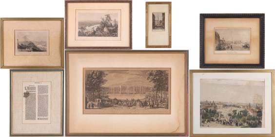 Seven Assorted Landscape and Architectural Prints