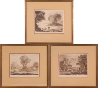 After Claude Lorrain (1604-1682), Three Mezzotints by Richard Earlom