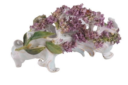 Lilac Decorated Porcelain Shaped Basket