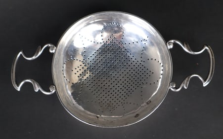 Amererican 18th C. Silver Lemon or Punch Strainer