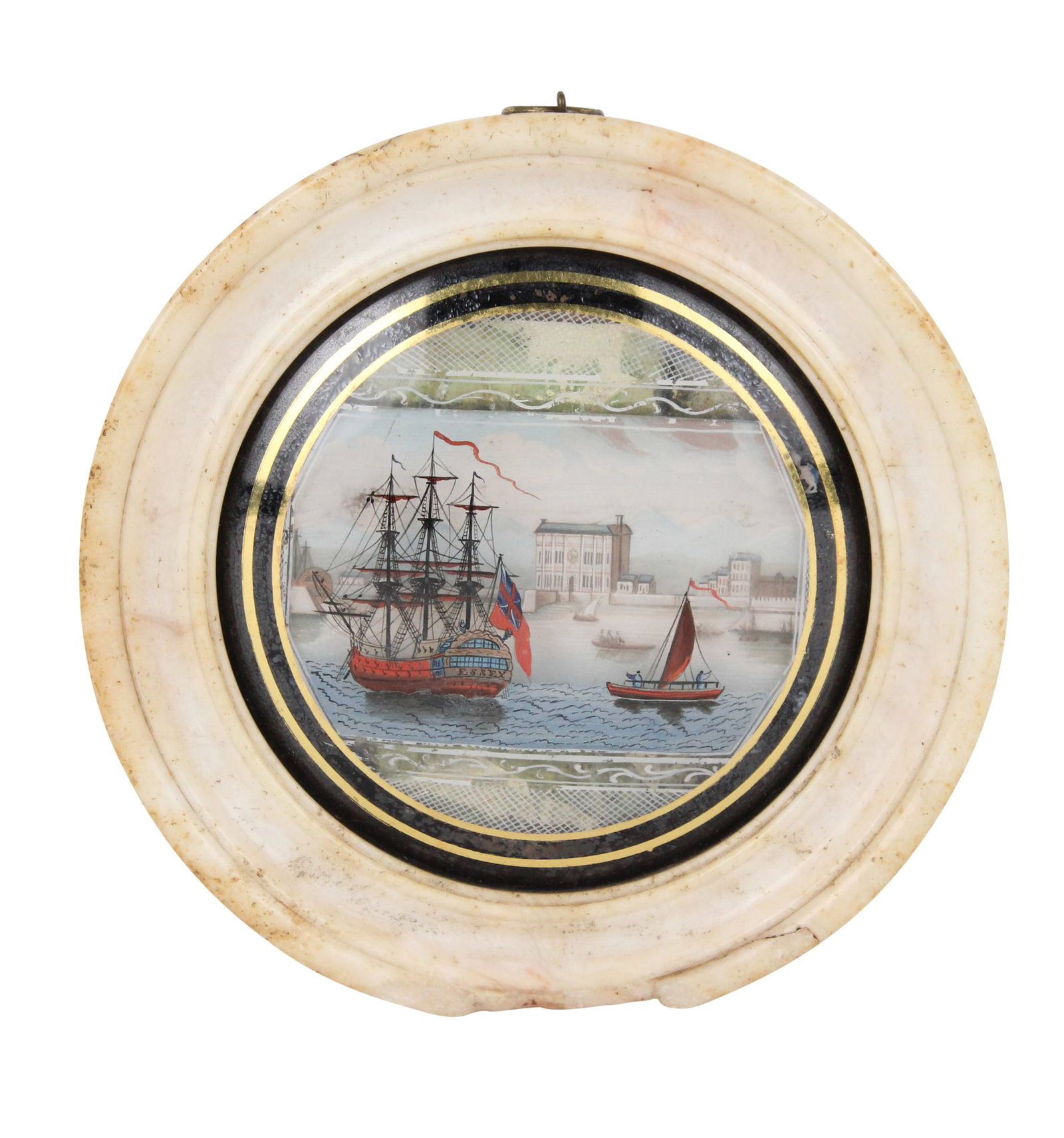 Marble Framed Eglomise and Watercolor Diorama (1 of 5)