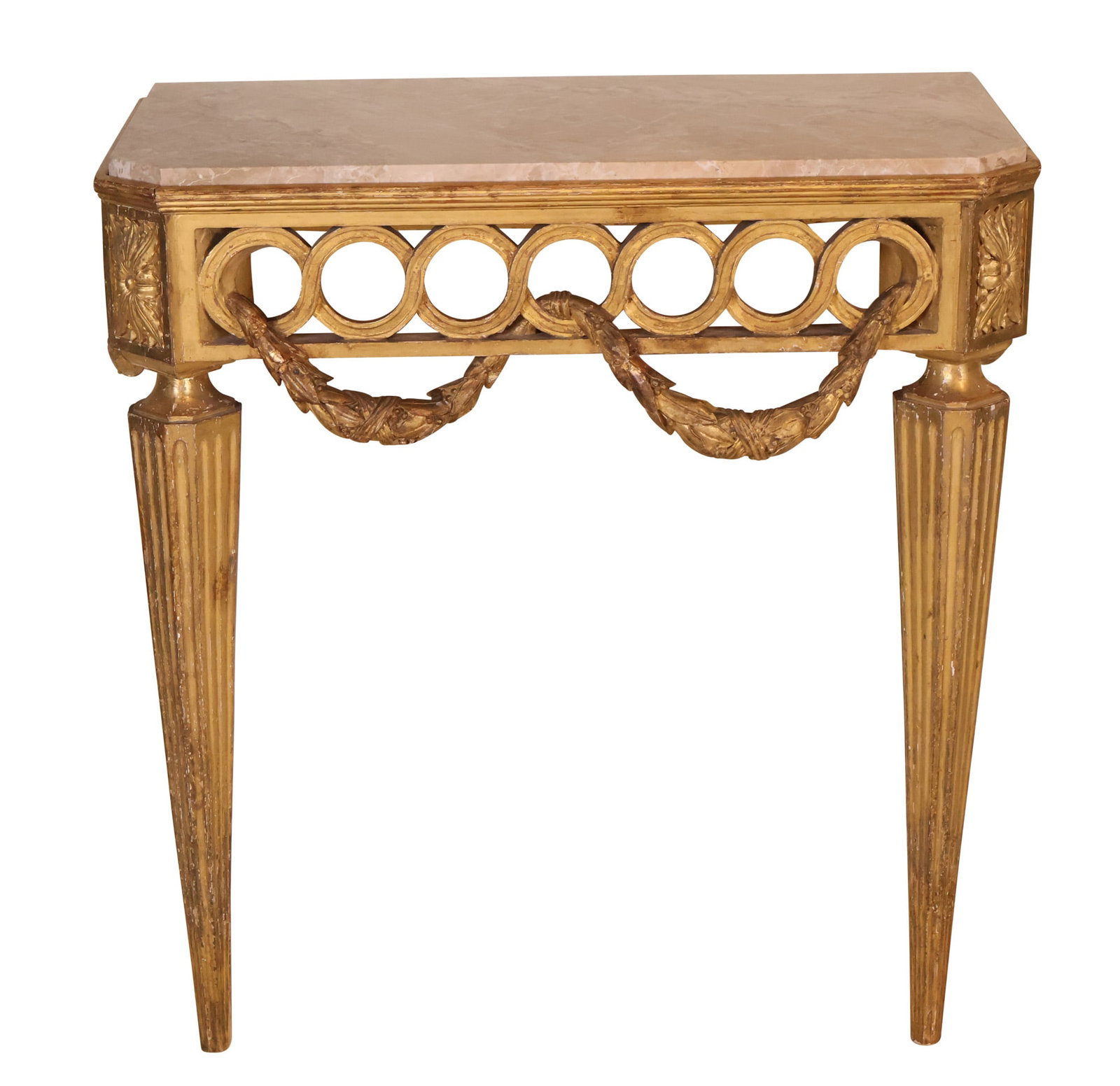 Neoclassical Giltwood Marble Top Console Table (1 of 9)