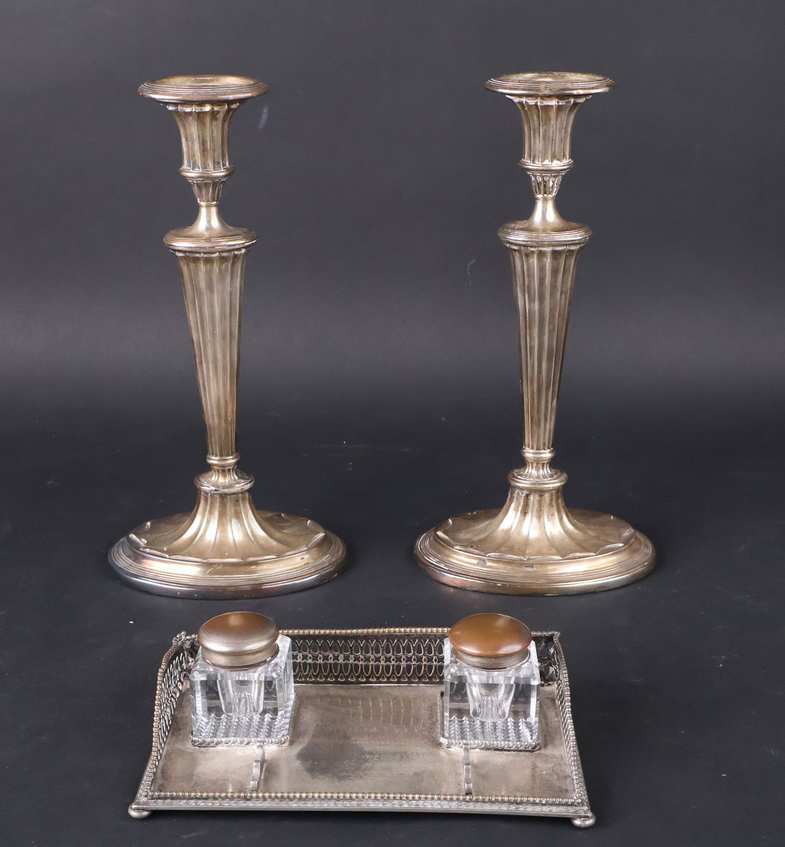 Pair of Sheffield Plate Candlesticks (1 of 11)