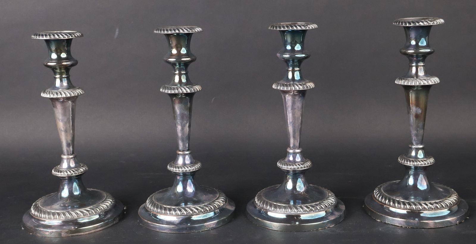 Four Gadroon Decorated Silver Plated Candlesticks (1 of 9)