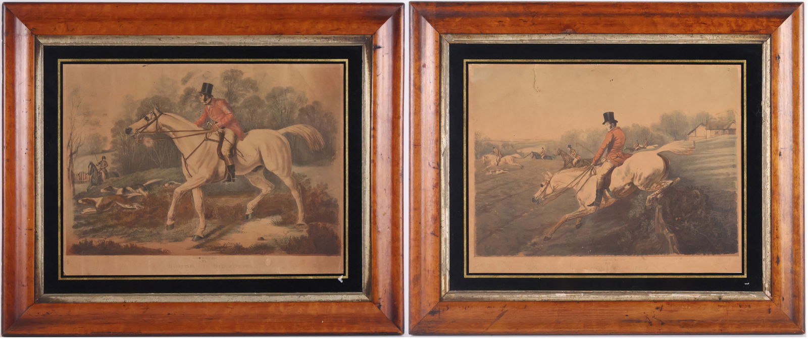 Carl Gluck, Jagdrennen (The Course of Hunting), Two Hand-Colored Lithographs (1 of 16)