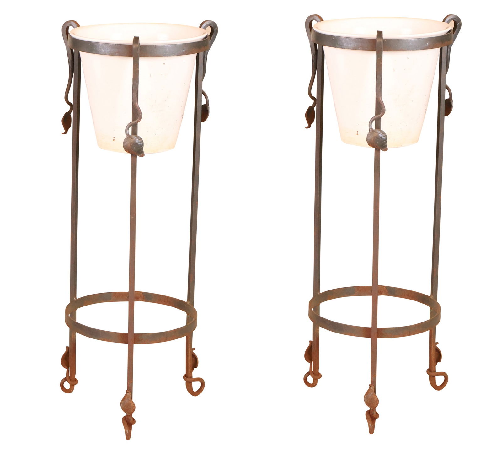 Pair of Green Painted Wrought-Iron Plant Stands (1 of 9)