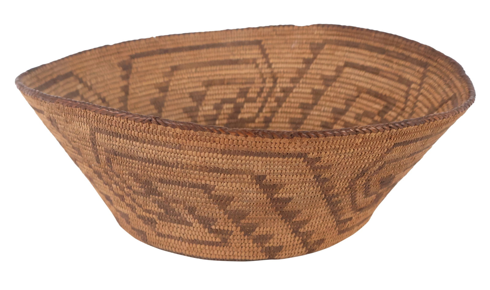 Native American Pima Star Basket: Pima Star Basket C. 1890. Minor repair to rim. Provenance: Property from the NAMITS Collection 5"h x 14"dia.