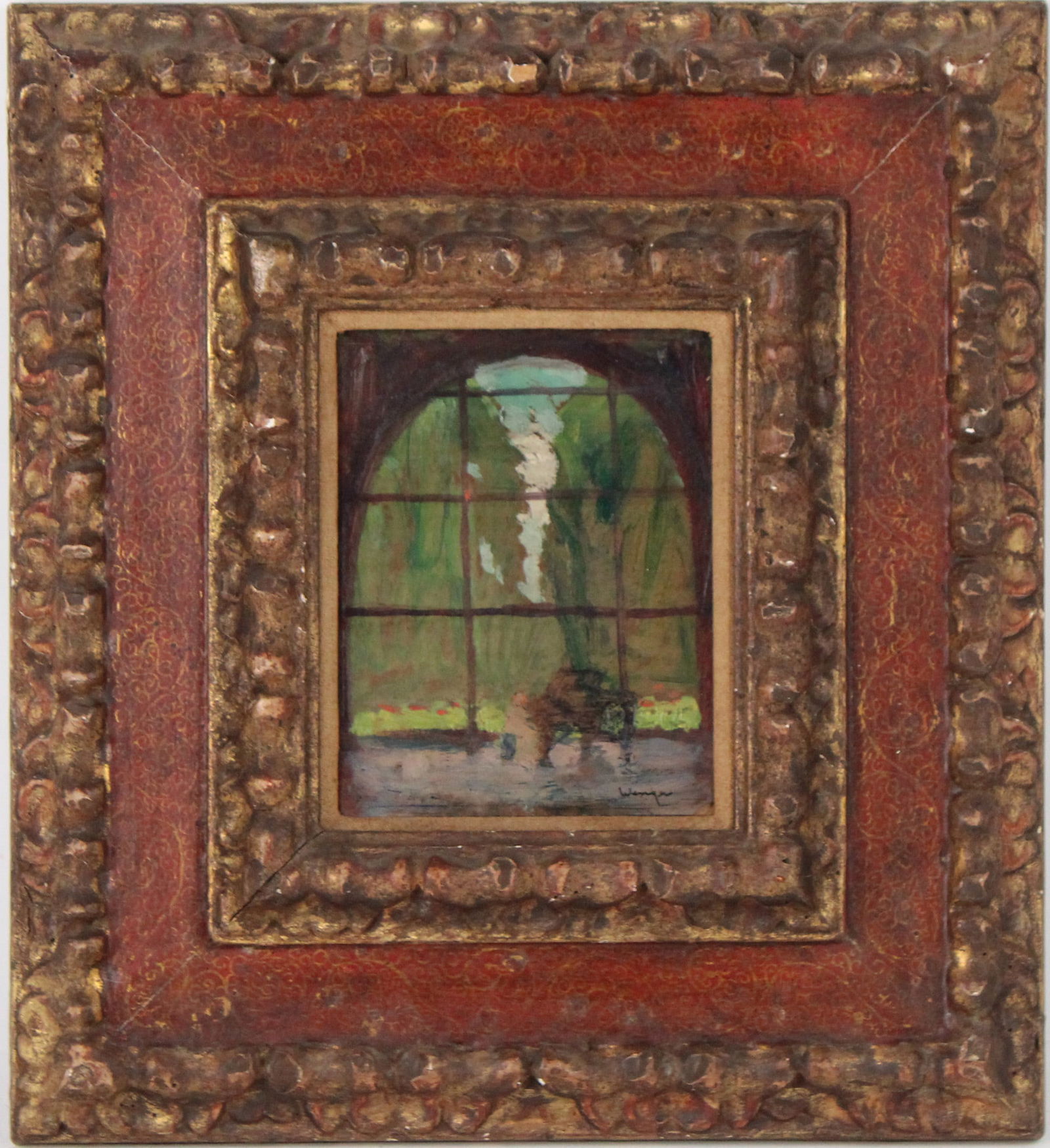 John Wenger, Russian-American 1887-1976, Windowed View of Garden, Oil on Board (1 of 5)