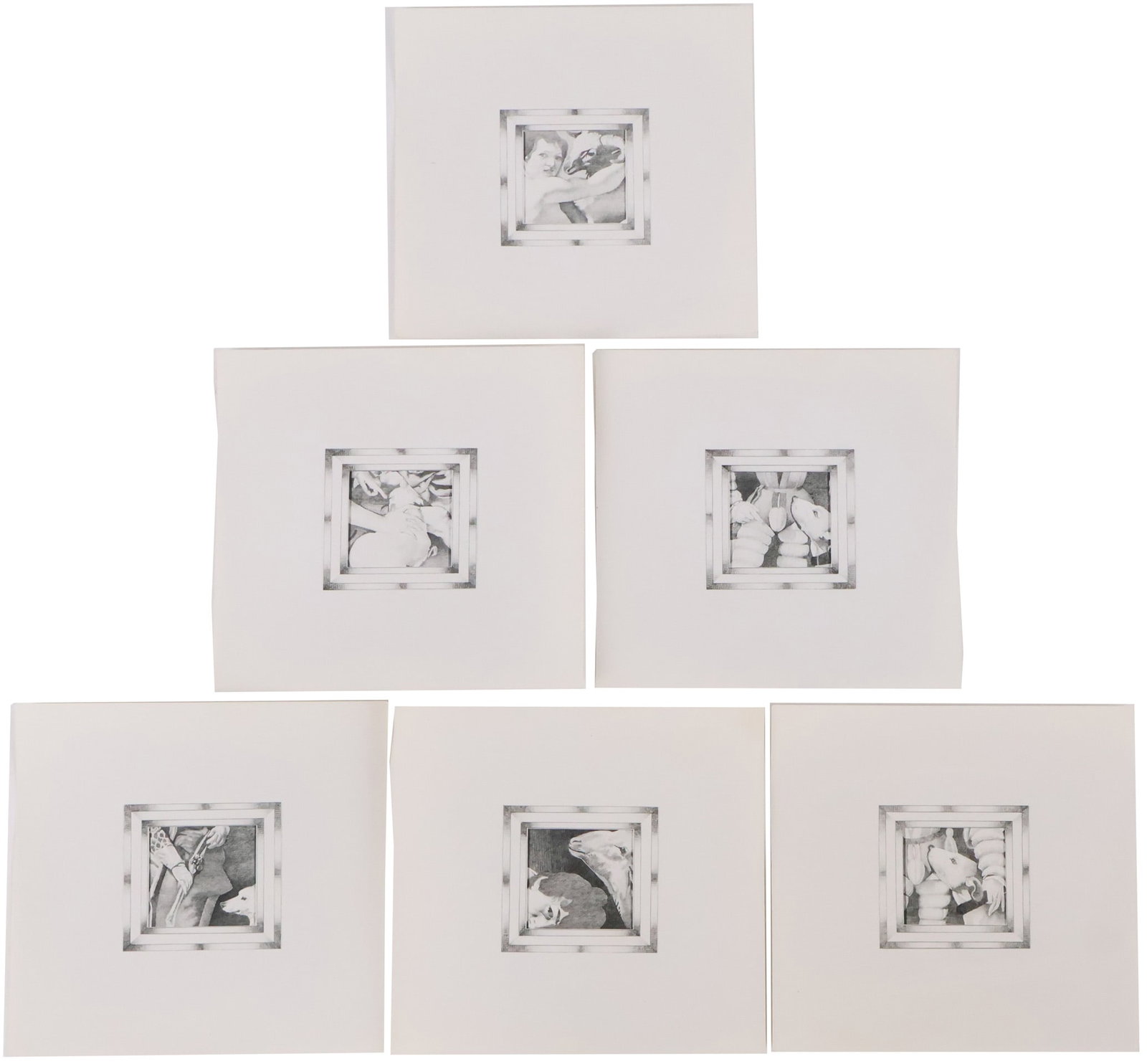 Dotty Attie, American 1938, The Curious Incident, Six Prints: Dotty AttieAmerican, 1938The Curious IncidentSix Prints6 Prints from a series of 7, inscribed in pencil verso.6 1/2 x 6 3/4 in. (16.5 x 17.1 cm.)