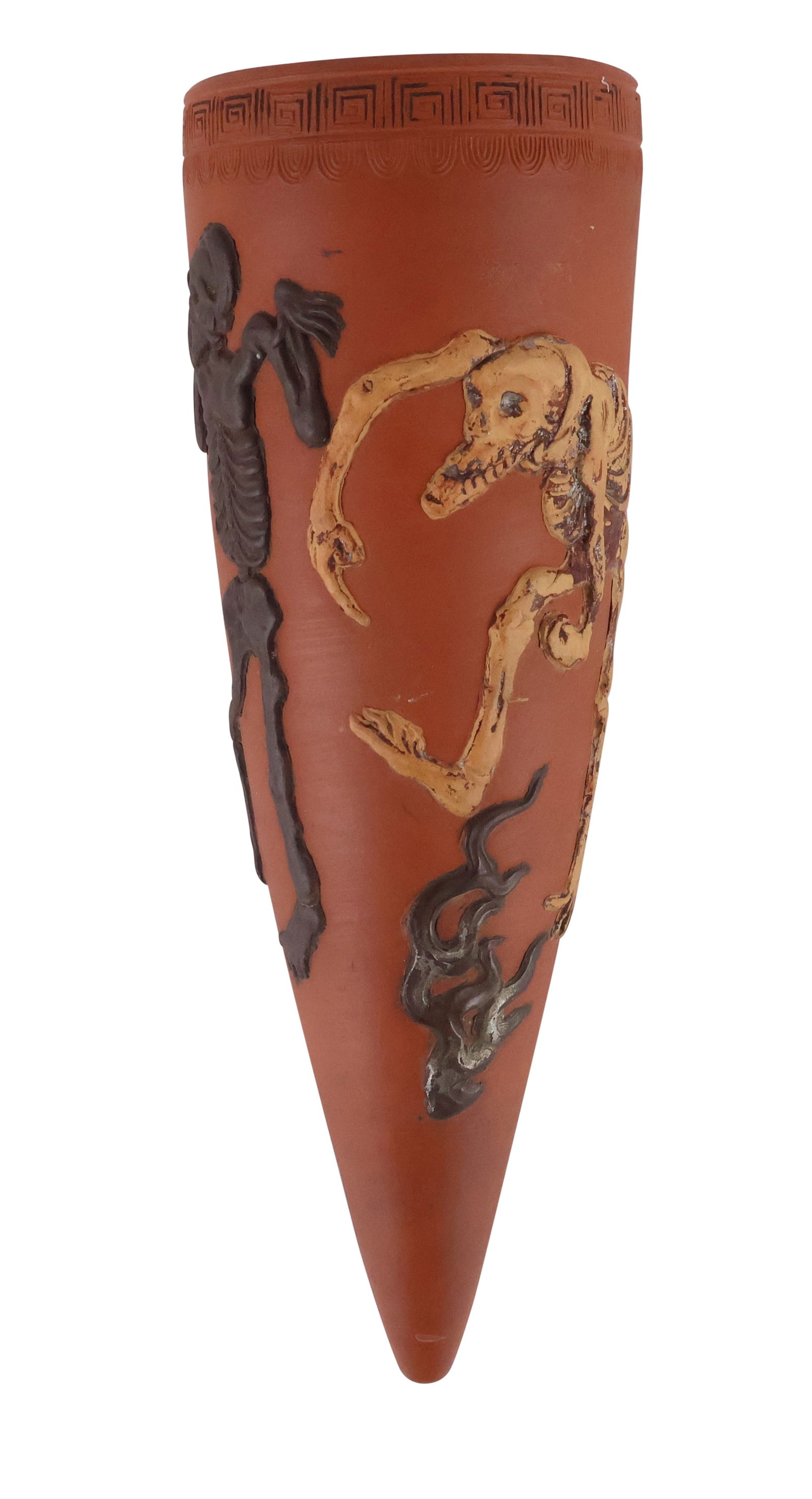 Skeleton Decorated Earthenware Wall Pocket: Skeleton Decorated Earthenware Wall PocketWear.12"h