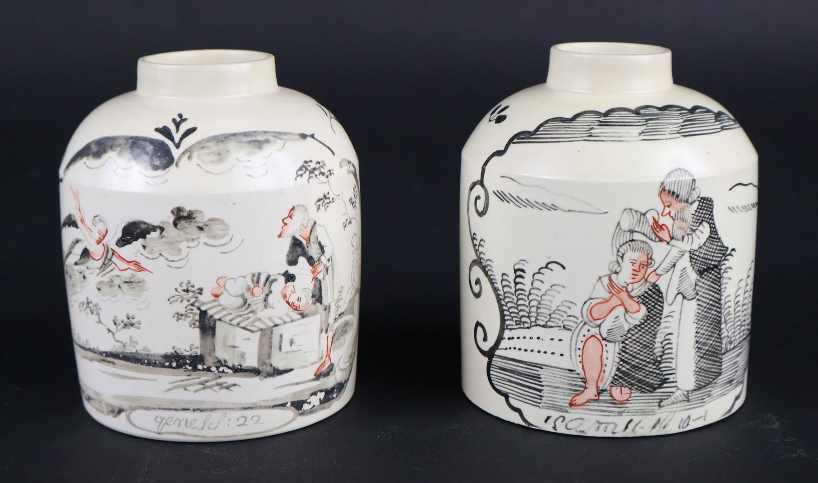 Two English Creamware Porcelain Tea Cannisters (1 of 13)