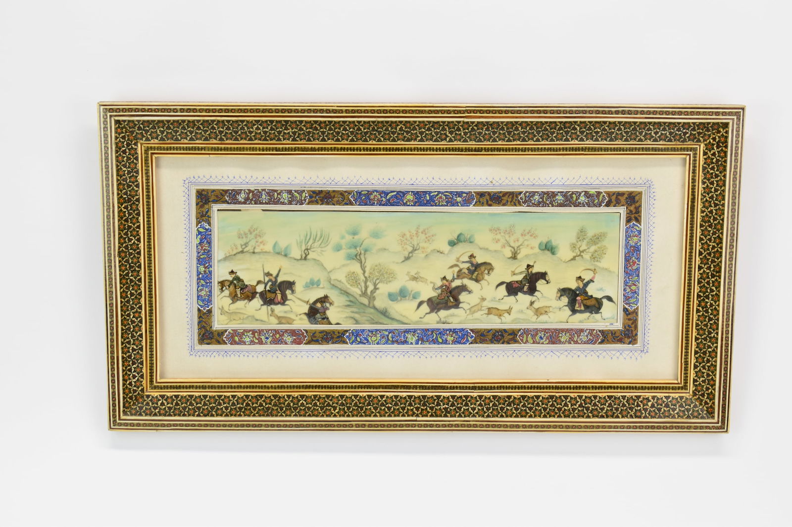 Vintage Persian Handpainted Battle Scene in Intricate Frame (1 of 8)