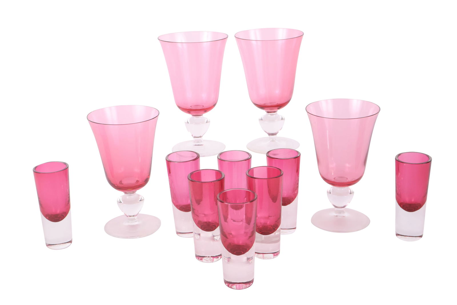 Group of Red and Colorless Glass Barware (1 of 7)