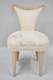 Vintage Grosfeld House Style Draped Side Chair: Vintage Grosfeld House Style Draped Side Chair. Used condition, wear, worn, stains to fabric. 33 1/4" tall x 21" deep x 20" wide x 21" tall to top of seat