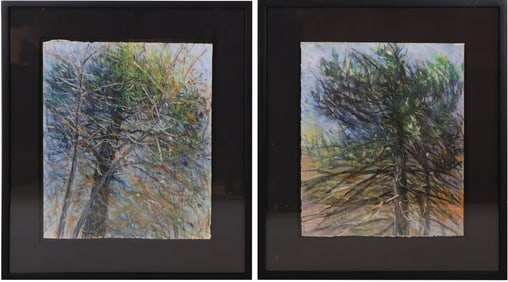 Abstract Trees, Mixed Media on Paper