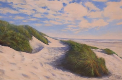 Grass Covered Dunes, Oil on Board