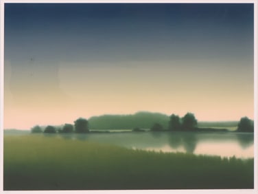 Jacob Cooley, American 1968-, Dusk over Pond, Lithograph