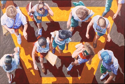 James Zwaldo, American 1949-2015, Pedestrians, Acrylic on Canvas
