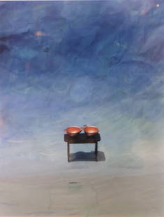 Maggie Taylor, 1961-, Small Blue Offering, Color Photograph: Maggie Taylor1961-Small Blue OfferingColor PhotographLabeled and dated 1997 verso.Sight: 18 x 13 3/4 in. (45.7 x 34.9 cm.), Frame: 28 x 23 1/2 x 1 1/2 in. (71.1 x 59.7 x 3.8 cm.)