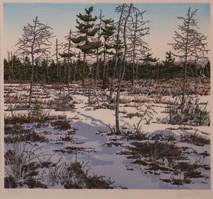 Neil Gavin Welliver, American 1929-2005, Little Marsh, Woodblock Print