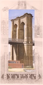 Richard John Haas, American 1936, Brooklyn Bridge, Etching/Aquatint