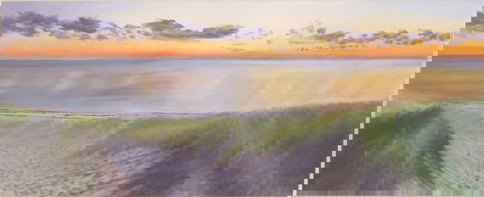 Shoreline at Sunset, Oil on Board