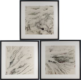 Snow Covered Pine Needles, Three Color Photographs