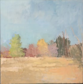Tree Lined Field, Oil on Canvas