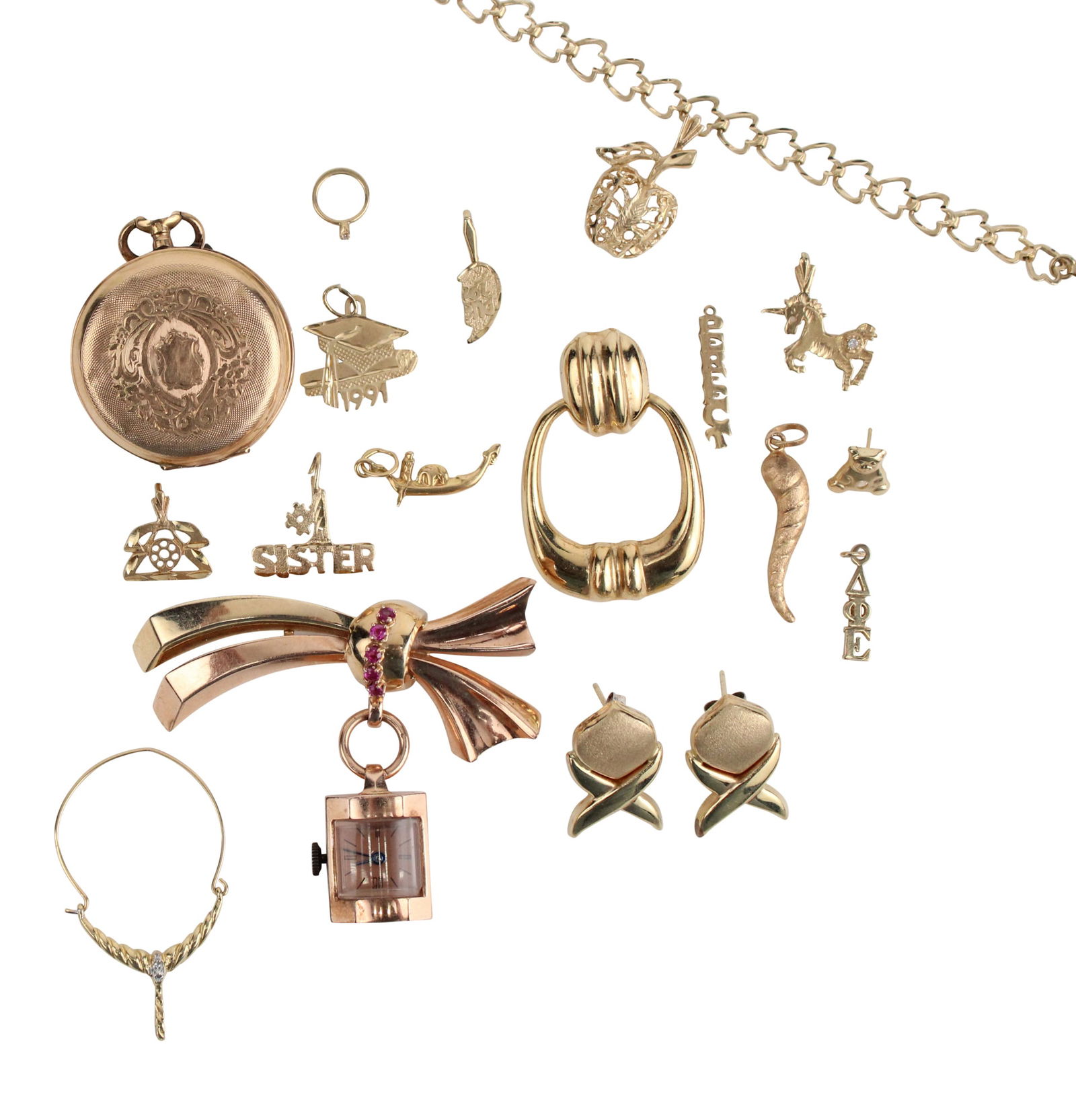 Vintage 14K Rose Gold Ribbon Watch Brooch (1 of 11)