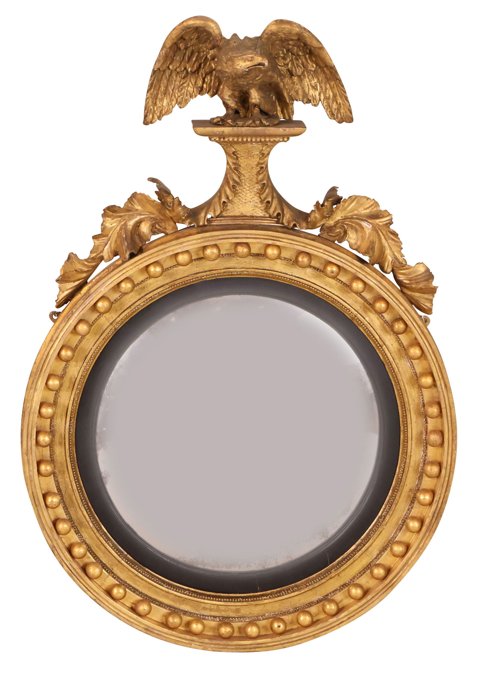 Neoclassical Part-Ebonized and Giltwood Convex Mirror (1 of 14)