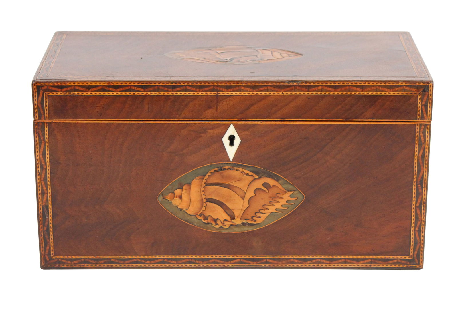 Federal Shell-Inlaid Mahogany Tea Caddy (1 of 5)