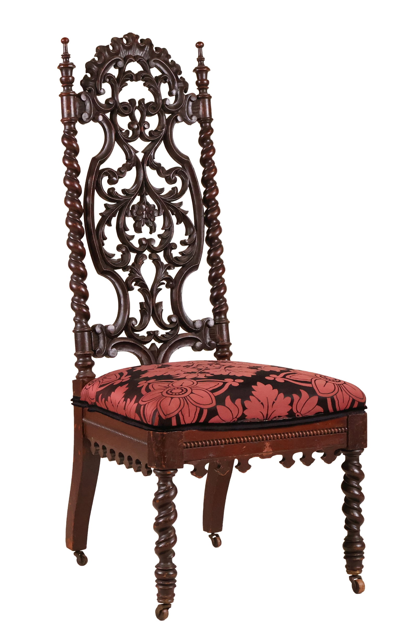 Gothic Revival Turned and Carved Hall Chair: Gothic Revival Turned and Carved Hall Chair American, 19th C. Provenance: Property from a Private New England Collection 42 3/4 x 18 x 18 in. (108.6 x 45.7 x 45.7 cm.)