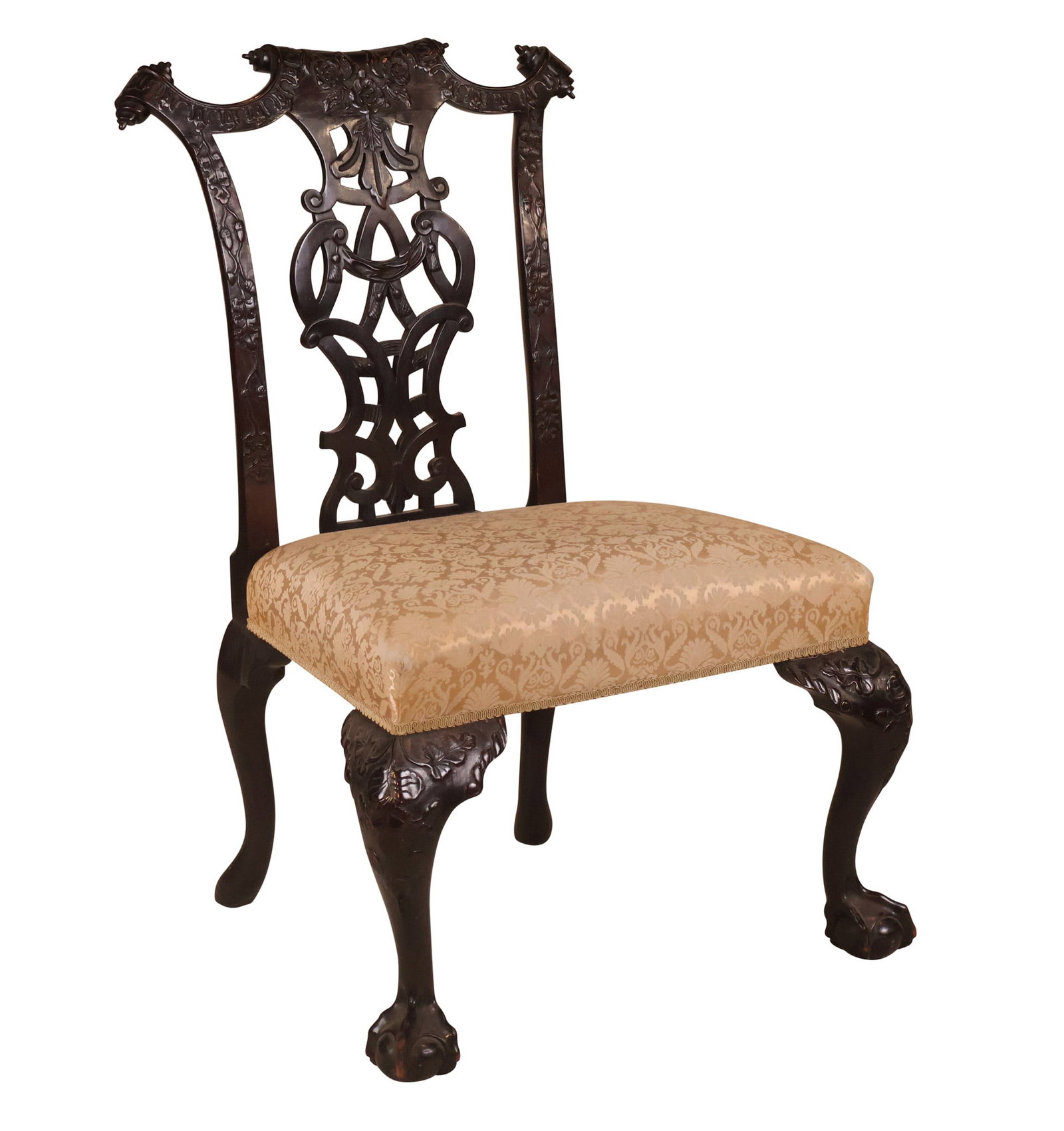 George III Style Carved Mahogany Side Chair: George III Style Carved Mahogany Side Chair 20th C. Provenance: Property from a New England Collector 39 3/4 x 26 1/2 x 25 in. (101 x 67.3 x 63.5 cm.)