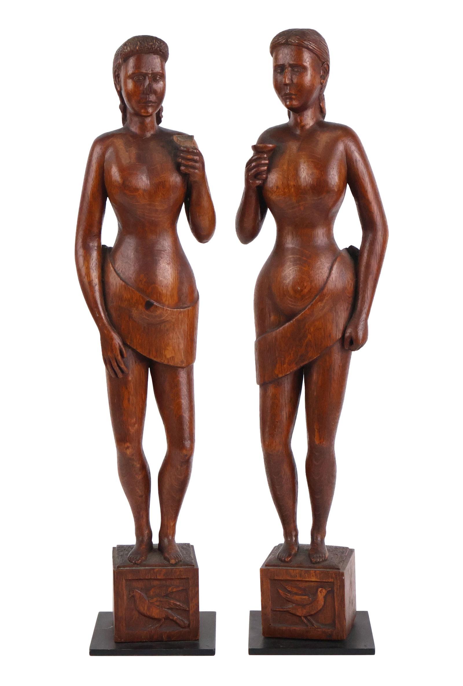 Pair of Folk Carved Oak Standing Female Figures (1 of 14)