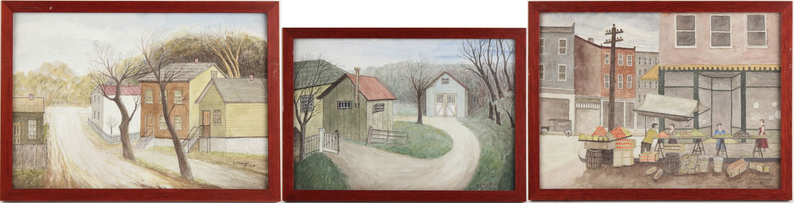 L.J. Krouse, American 20th C., Three Watercolors (1 of 16)