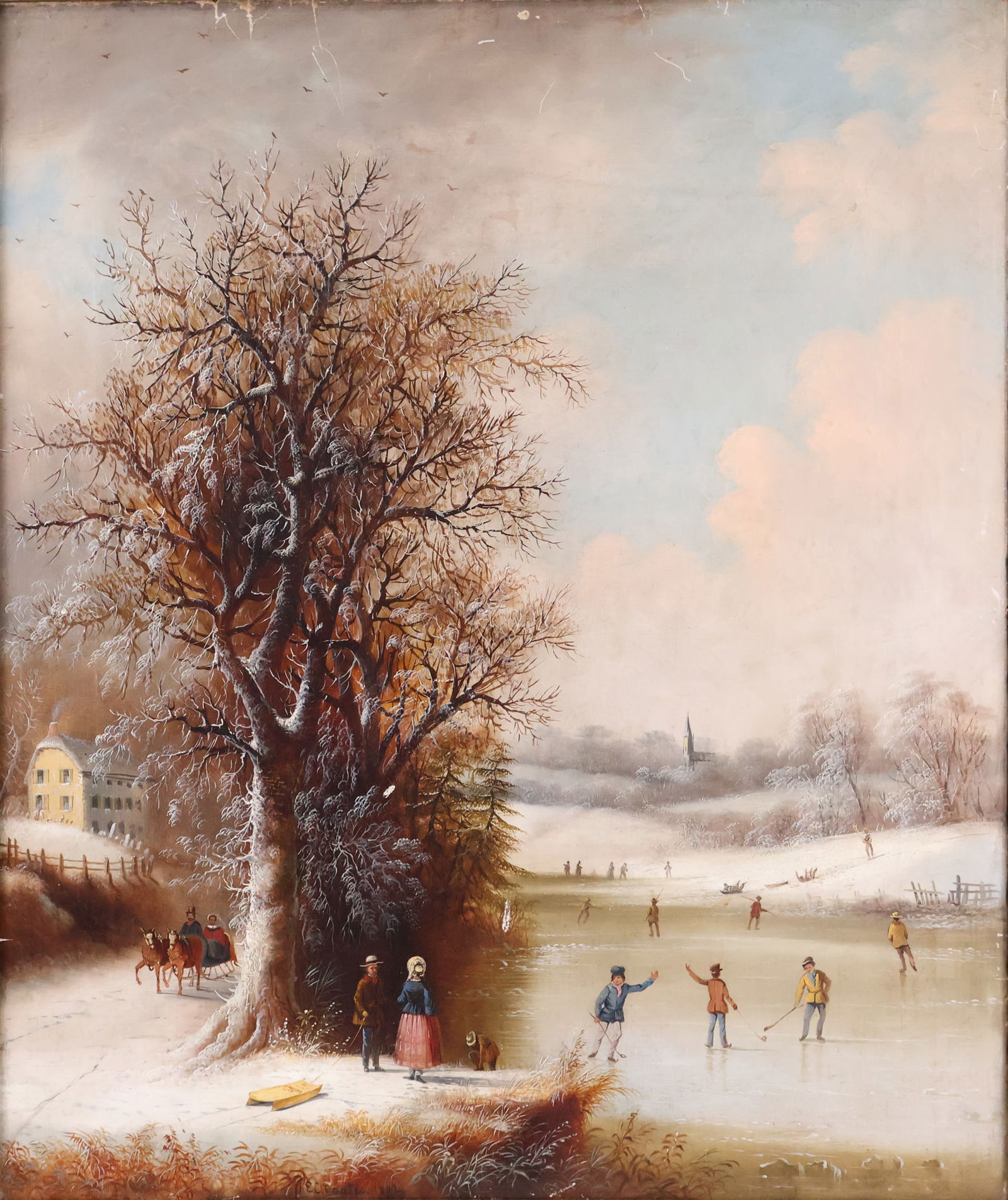 Edmund C Coates, 1816-1871, Winter Ice Skaters on a River (1 of 16)