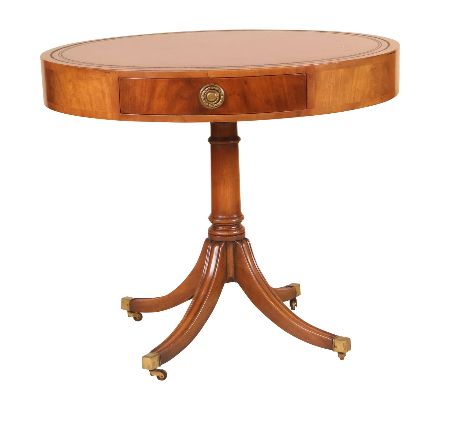 Regency Leather-Inset Mahogany Drum Table (1 of 9)