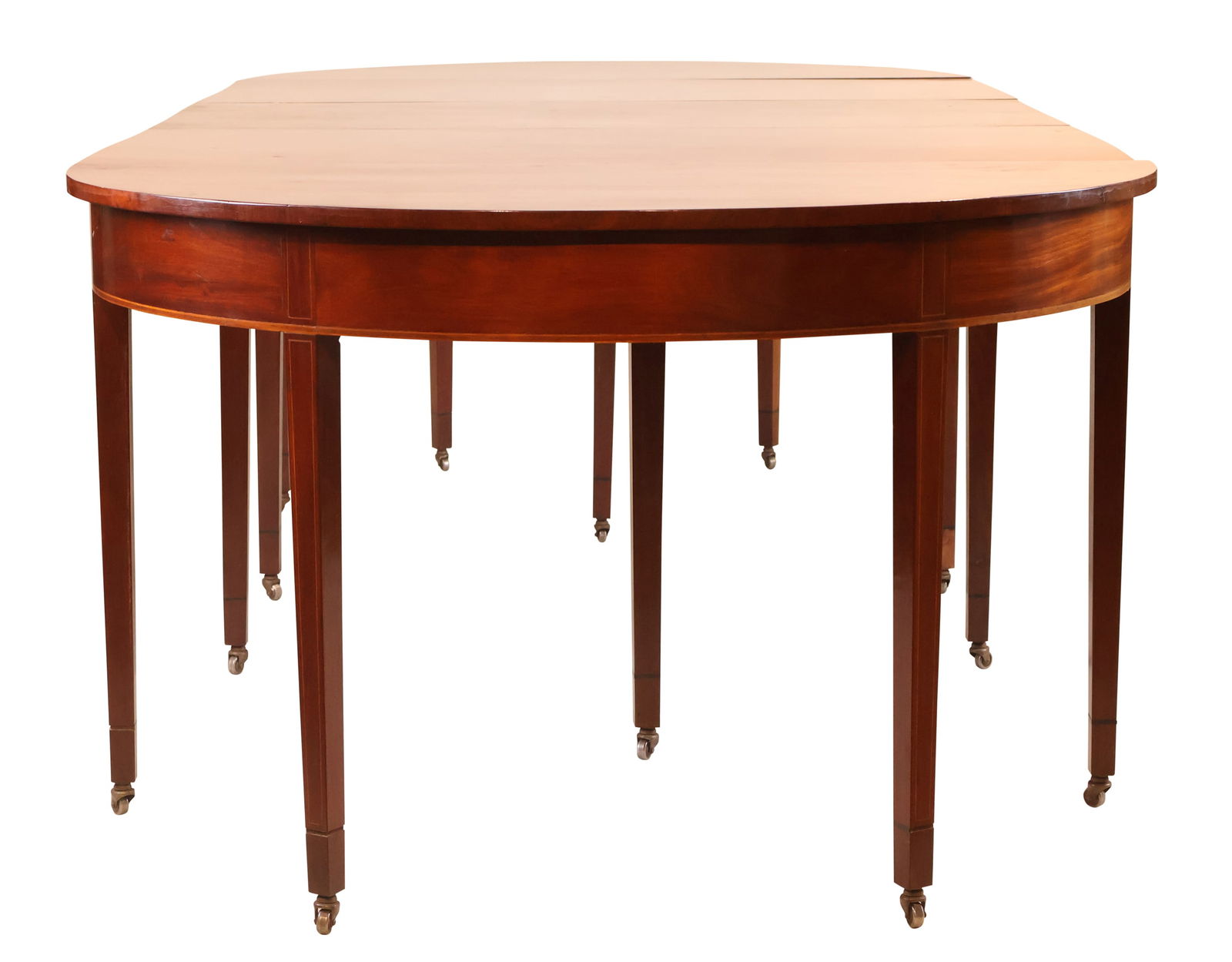 George III Mahogany Satinwood Inlaid Three-Part Dining Table (1 of 12)