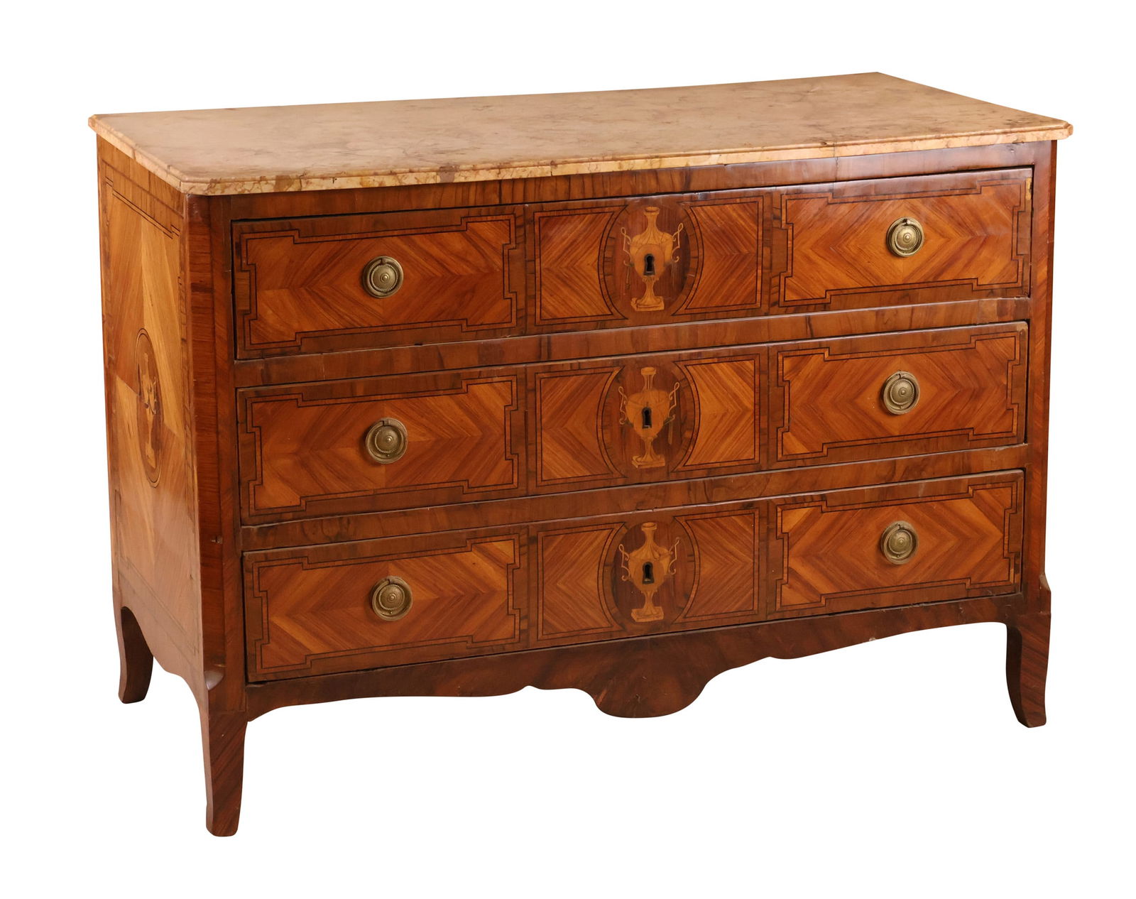 Neoclassical Parquetry Marble Top Commode (1 of 13)