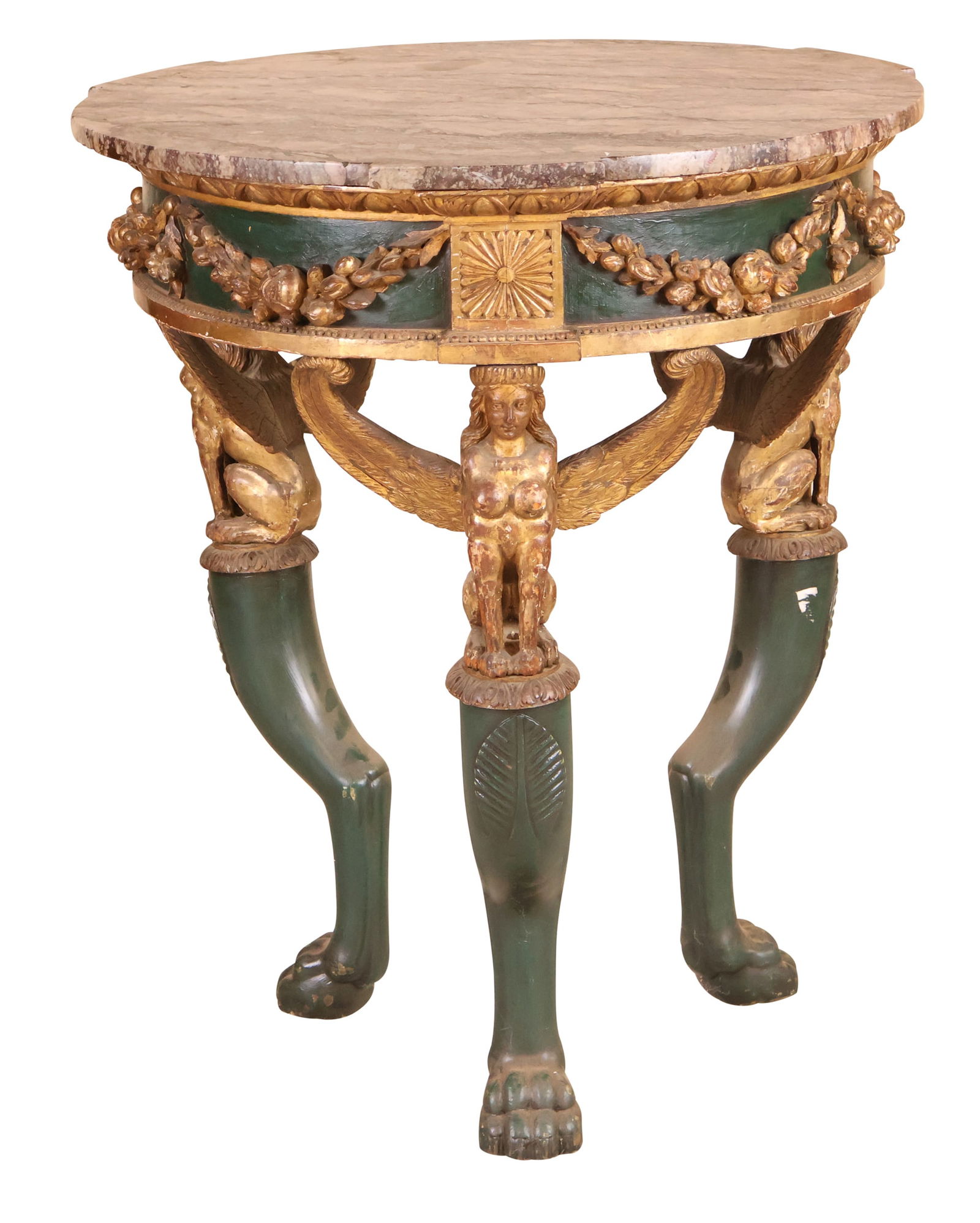 Regency Giltwood Marble Top Center Table with Figural Base (1 of 15)