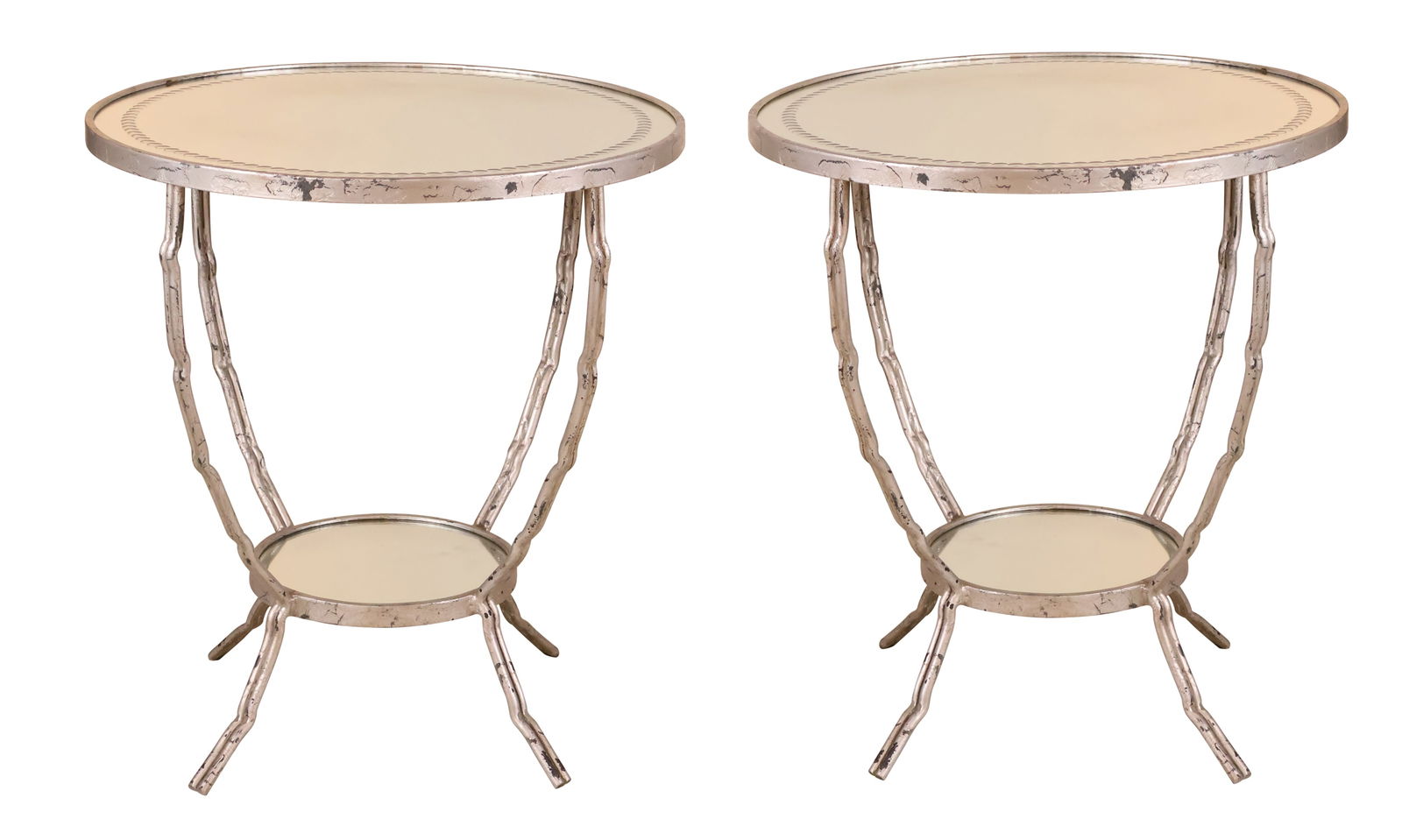 Pair of Modern Silver-Gilt Mirrored Top Circular Tables (1 of 10)