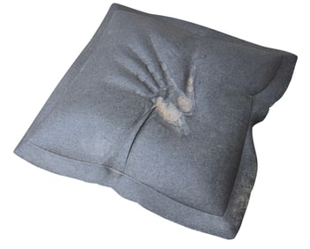 Eric Theret, French 20th C., Pillow with Hand Impression, Black Diorite Sculpture